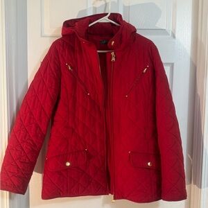 Ralph Lauren beautiful quilted Red Coat . Very good condition Large